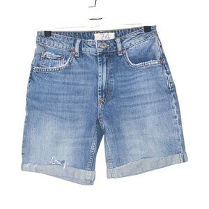 We The Free Medium Wash Mid‎ Rise Cuffed Long Denim Shorts Size 24